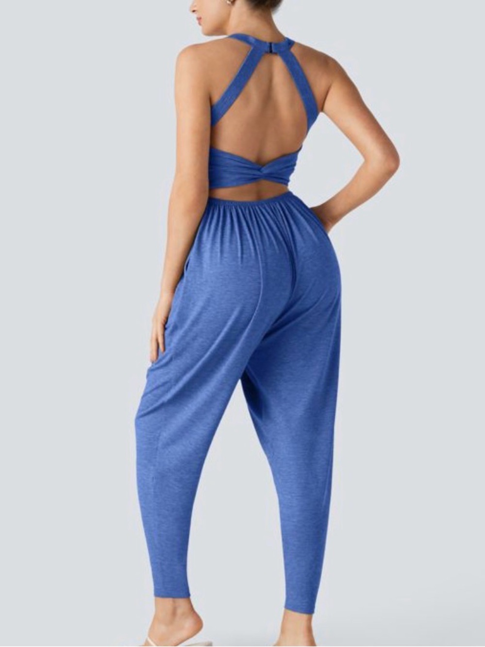 NWT Halara Blue Open-Back Jumpsuit size small